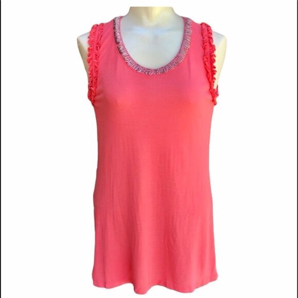 ByArtisan Frilly Bead Ruched Ruffle Sleeveless Top - Picture 4 of 11